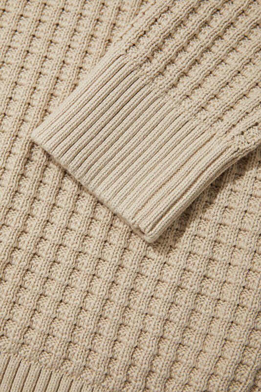 Cream Organic Cotton Knit Men's Sweater 4