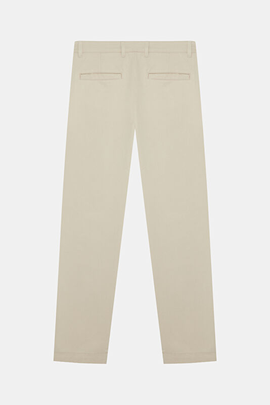 Cream Straight Leg Lyocell Cotton Trousers 2