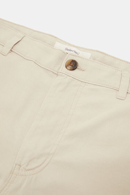 Cream Straight Leg Lyocell Cotton Trousers 3
