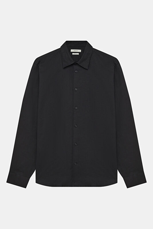 Black Linen Cotton Men's Shirt