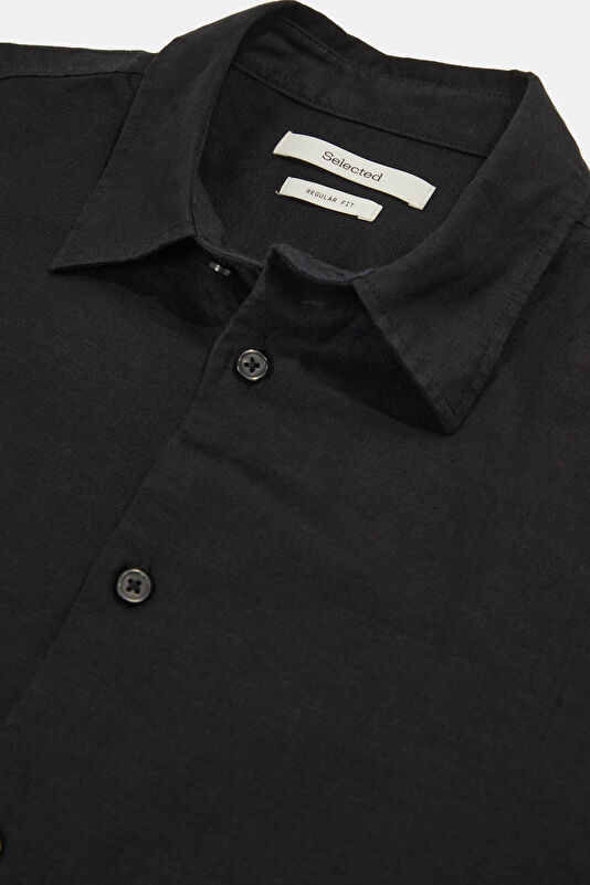 Black Linen Cotton Men's Shirt 3