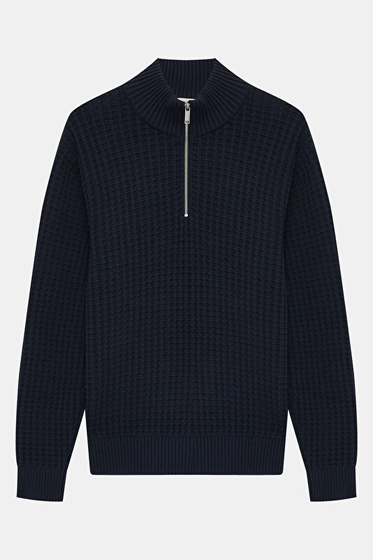 Navy Organic Cotton Knit Men's Sweater
