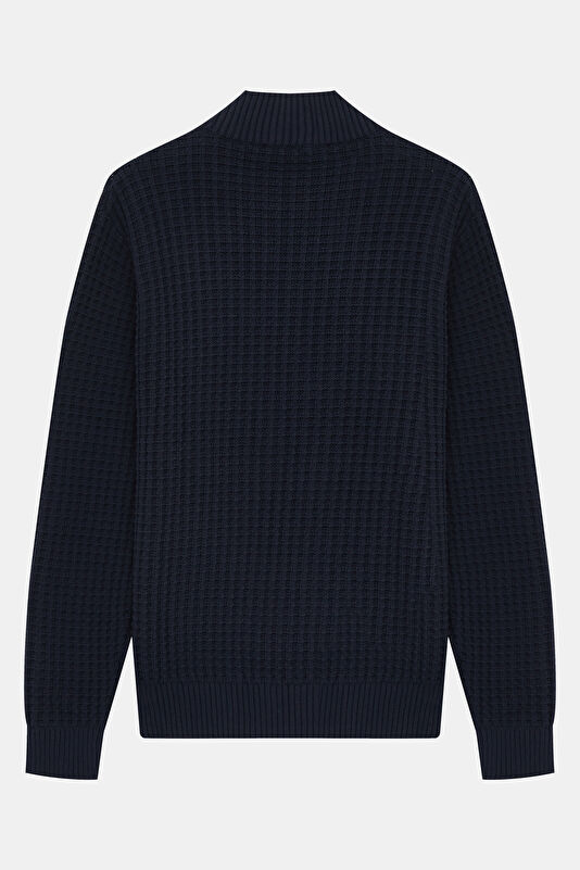 Navy Organic Cotton Knit Men's Sweater 2