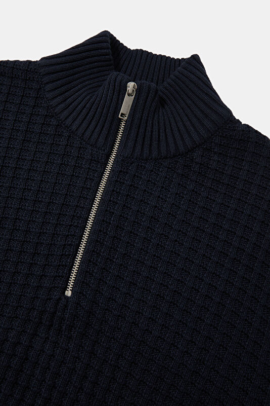 Navy Organic Cotton Knit Men's Sweater 3