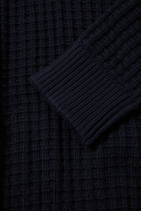 Navy Organic Cotton Knit Men's Sweater 4