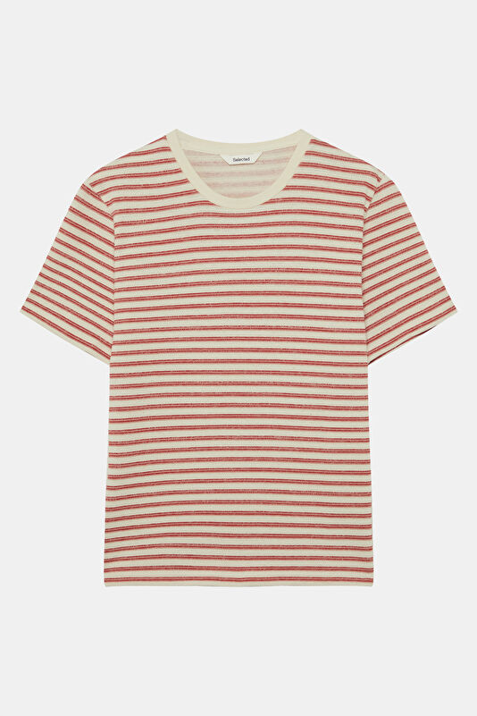 Pink Crew Neck Striped Men's T-Shirt