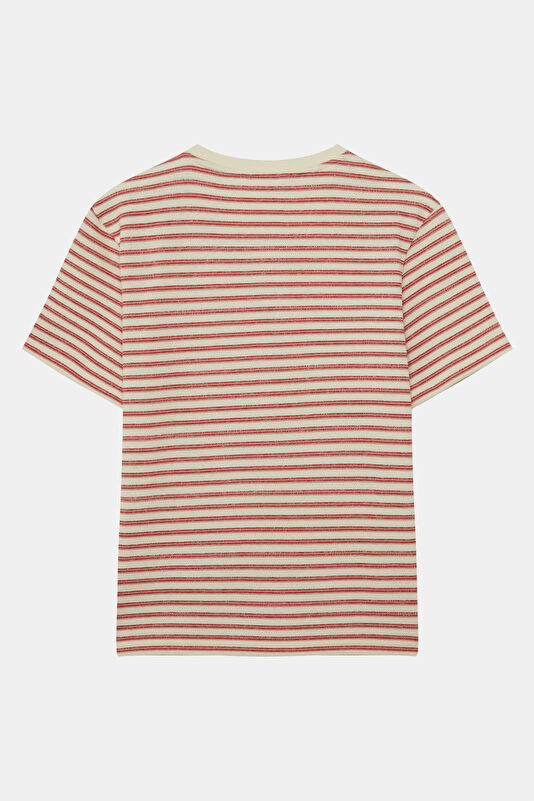 Pink Crew Neck Striped Men's T-Shirt 2