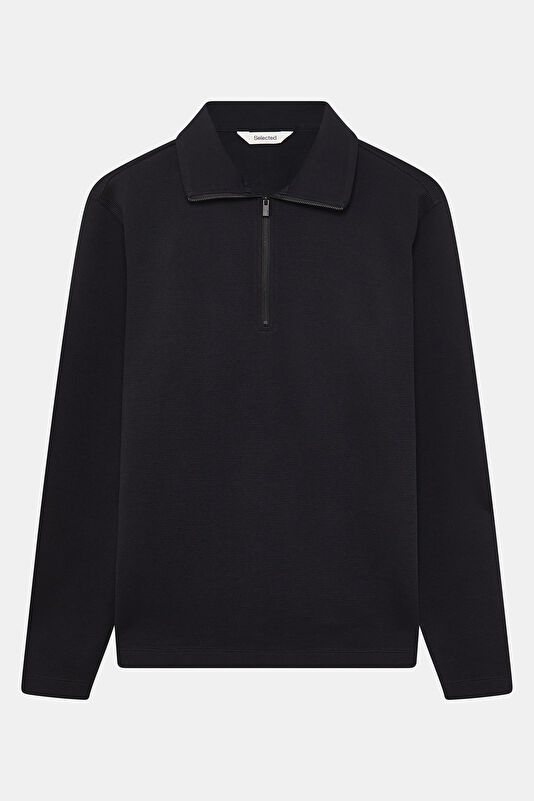 Siyah Dik Yaka Erkek Sweatshirt