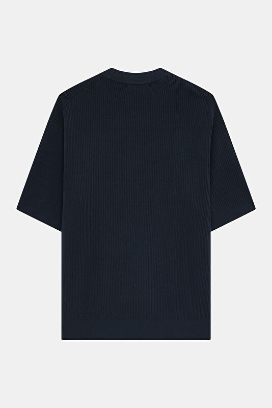 Relax Kalıp Lacivert Bisiklet Yaka Erkek T-Shirt 2