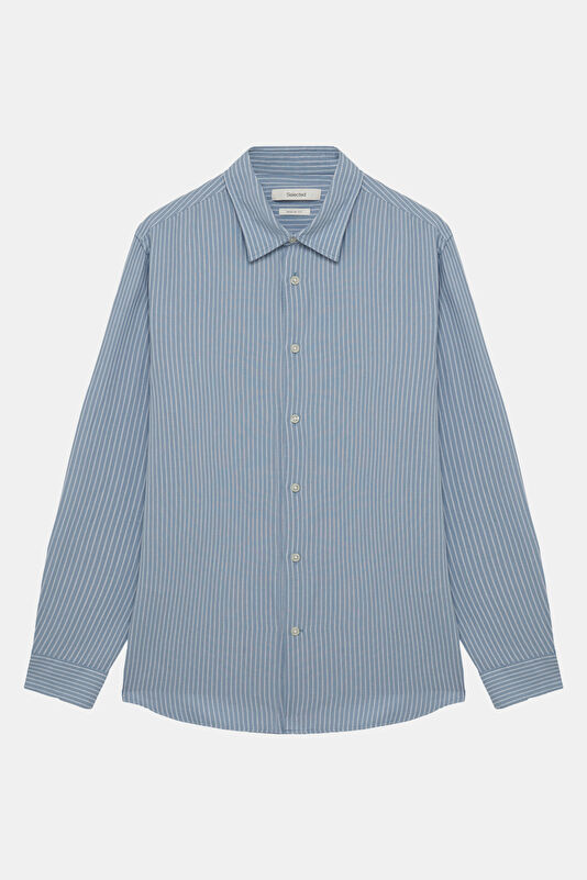 Light Blue Linen Cotton Men's Shirt