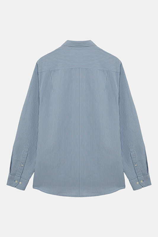 Light Blue Linen Cotton Men's Shirt 2
