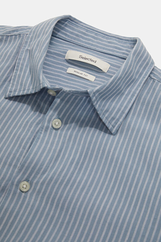 Light Blue Linen Cotton Men's Shirt 3