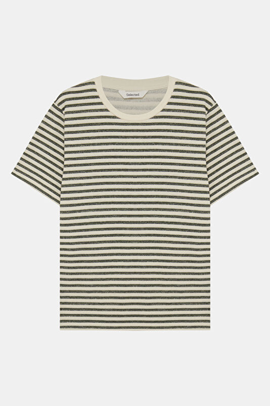 Navy Blue Crew Neck Striped Men's T-Shirt