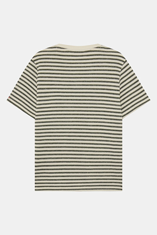 Navy Blue Crew Neck Striped Men's T-Shirt 2