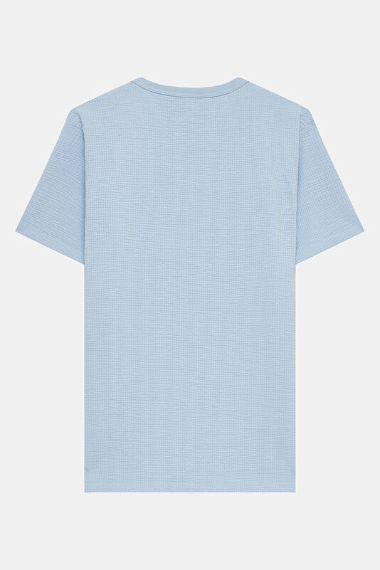 Light Blue Crew Neck Men's T-Shirt 2