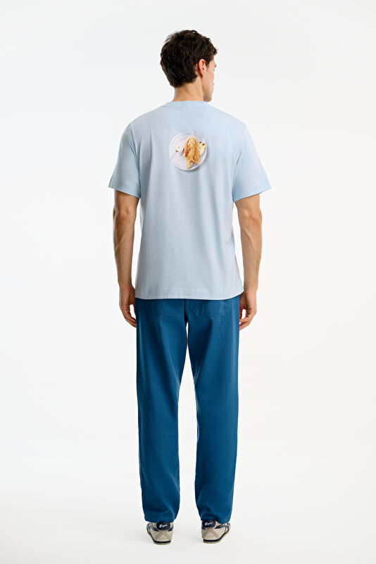 X Hotel Amour Light Blue Crew Neck Printed Men's T-Shirt 2