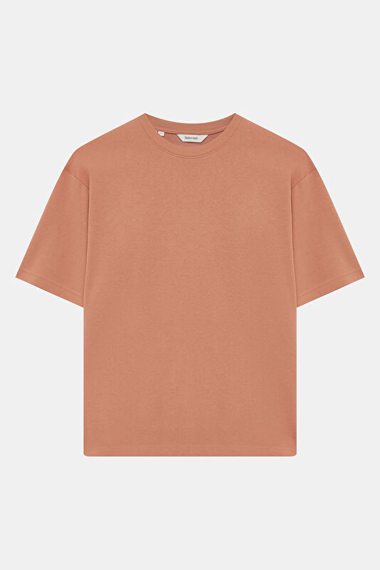 Relax Kalıp Pembe Bisiklet Yaka Erkek T-Shirt
