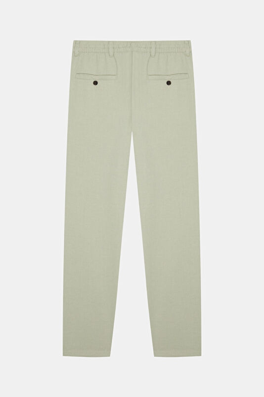 Slim Fit Light Green Slim Fit Cotton/Linen Men's Trousers 2