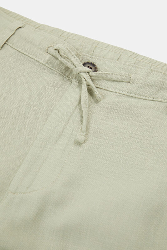 Slim Fit Light Green Slim Fit Cotton/Linen Men's Trousers 3