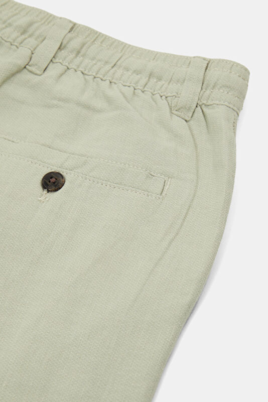 Slim Fit Light Green Slim Fit Cotton/Linen Men's Trousers 4