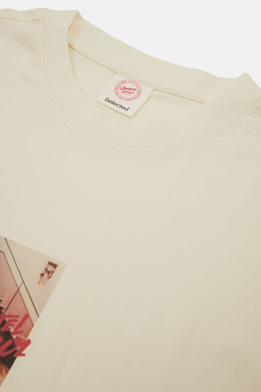 X Hotel Amour Relax Fit White Crew Neck Printed Men's T-Shirt 4