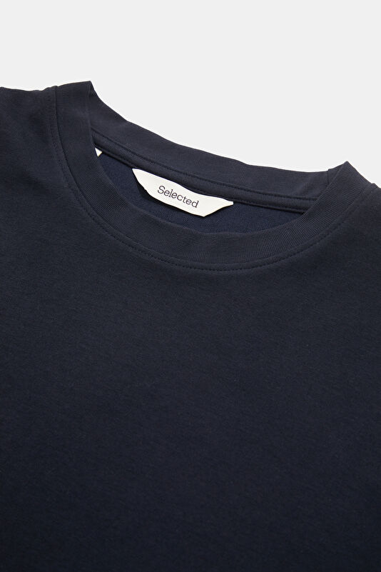 Relax Kalıp Lacivert Bisiklet Yaka Erkek T-Shirt 3