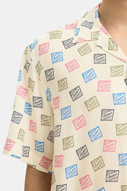 X Hotel Amour Relax Fit Multicolored Patterned Resort Collar Shirt 3