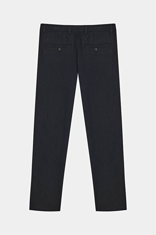 Slim Fit Black Slim Fit Cotton/Linen Men's Trousers 2