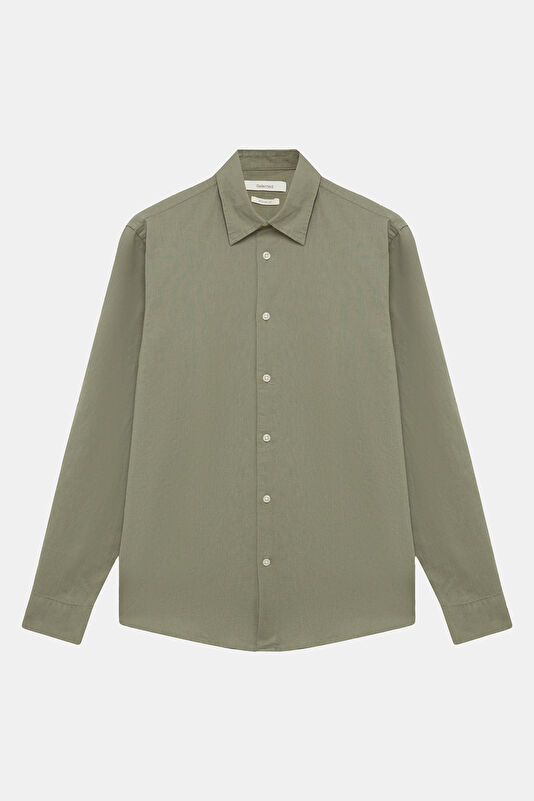 Khaki Linen Cotton Men's Shirt