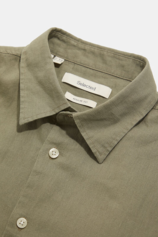 Khaki Linen Cotton Men's Shirt 3