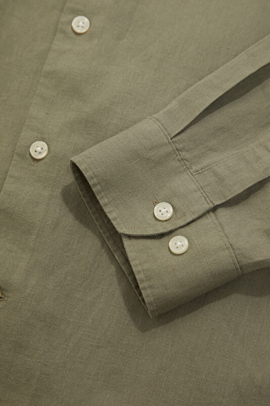 Khaki Linen Cotton Men's Shirt 4