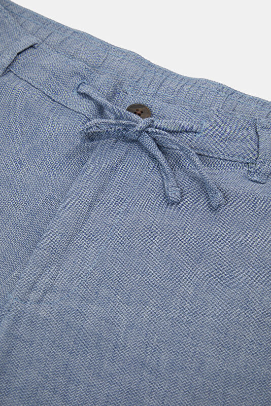 Slim Fit Light Blue Slim Fit Cotton/Linen Men's Trousers 3