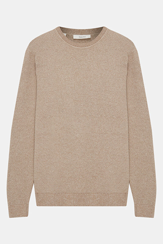 Beige Organic Cotton Knit Men's Sweater