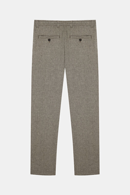 Slim Fit Brown Slim Fit Cotton/Linen Men's Trousers 2