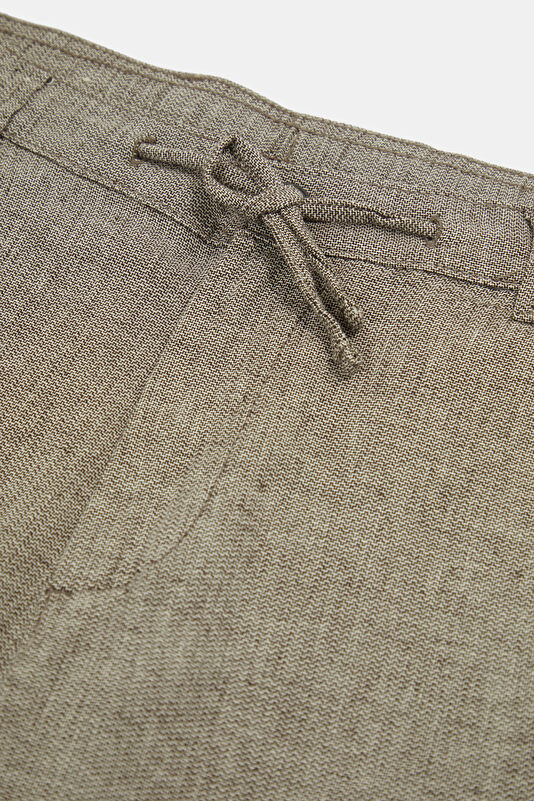 Slim Fit Brown Slim Fit Cotton/Linen Men's Trousers 3
