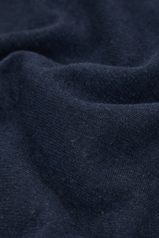 Navy Blue Crew Neck Linen Cotton Men's T-Shirt 4