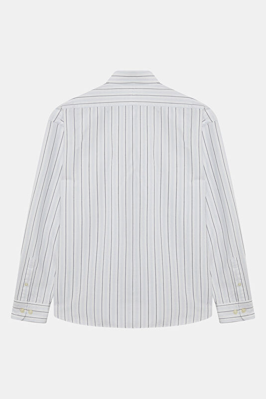 Relax Fit White Striped Men's Shirt 2