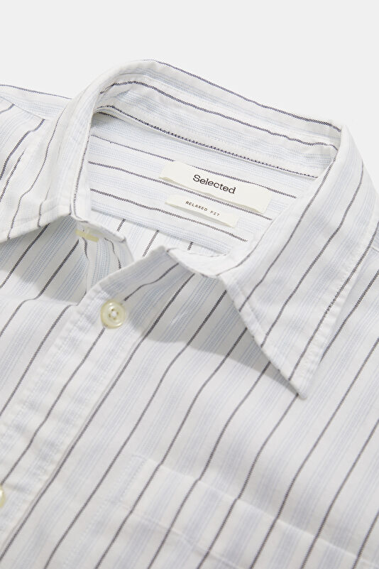 Relax Fit White Striped Men's Shirt 3