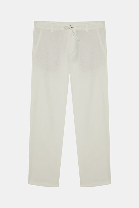Relax Fit White Loose Organic Cotton Men's Trousers 4