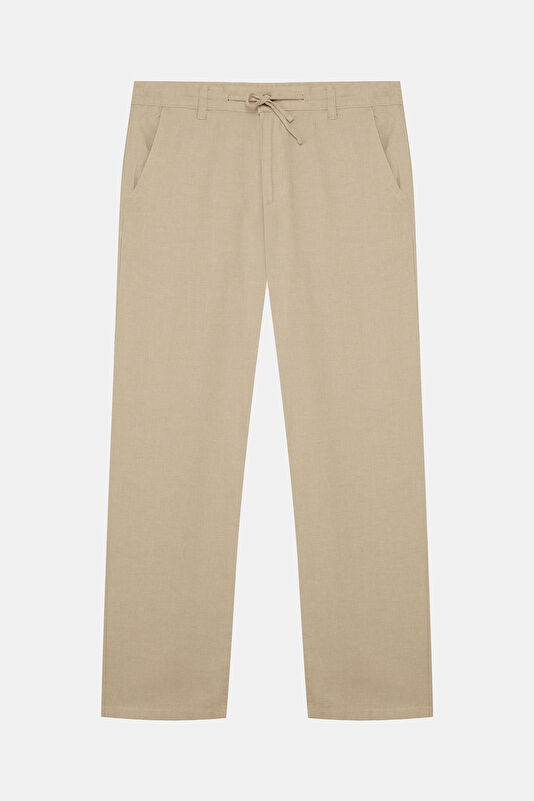 Relax Fit Beige Loose Organic Cotton Men's Trousers