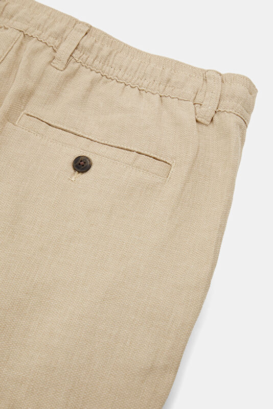 Relax Fit Beige Loose Organic Cotton Men's Trousers 4