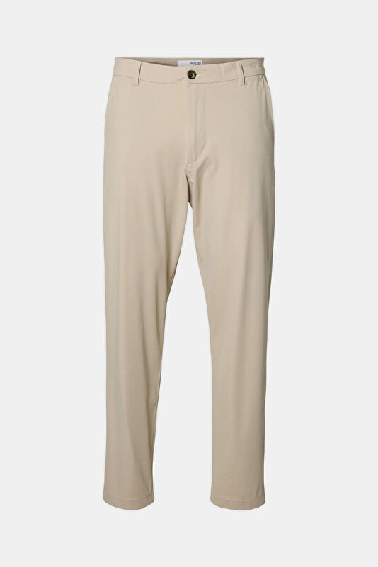 Dar Kalıp Bej Slim Fit Viskoz/Polyamid Erkek Pantolon