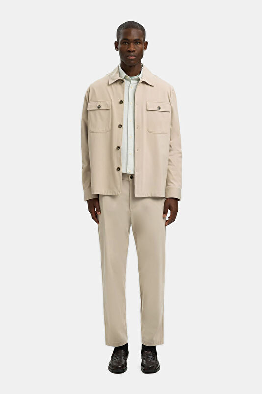 Dar Kalıp Bej Slim Fit Viskoz/Polyamid Erkek Pantolon 4