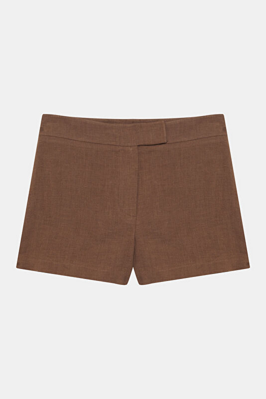 Brown Linen Women's Shorts