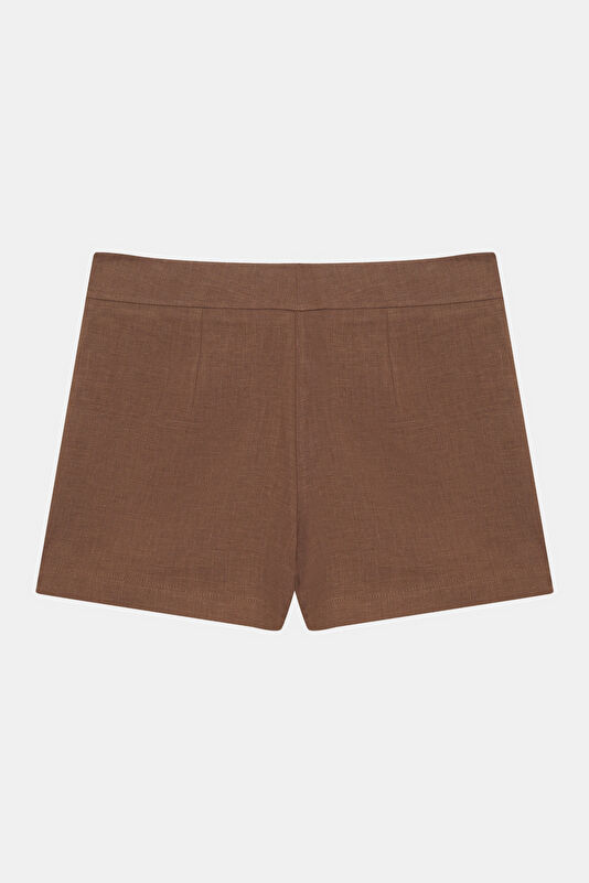 Brown Linen Women's Shorts 2