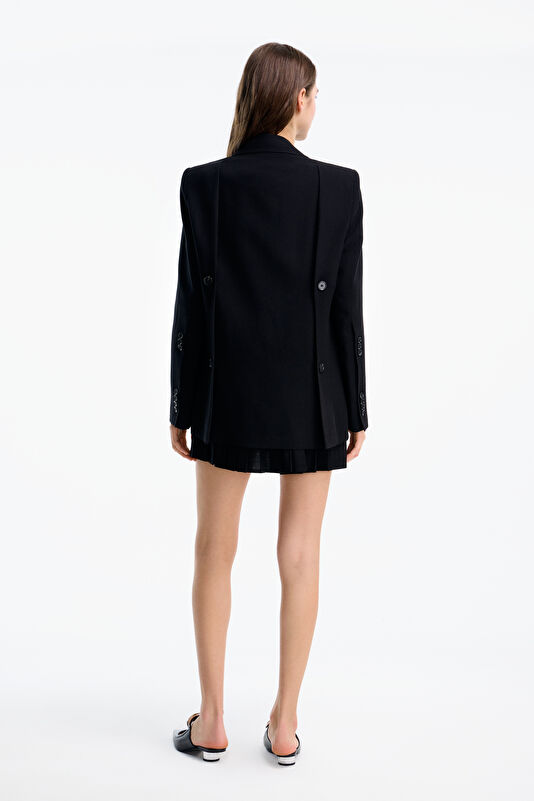 Black Buttoned Viscose Women's Jacket 4