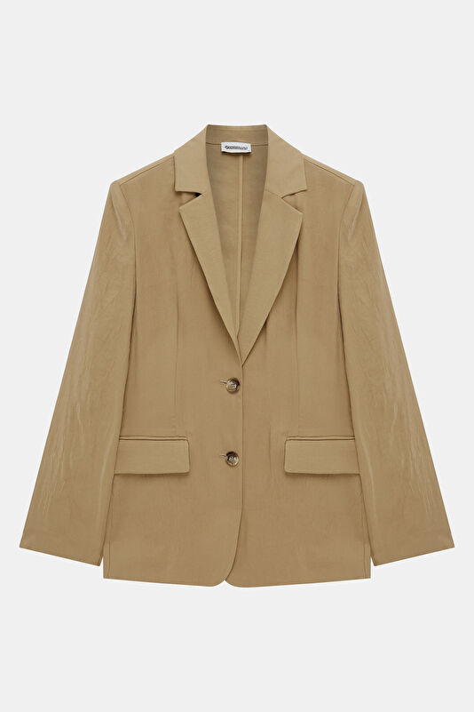 Light Camel Button-Down Modal Women's Jacket 4