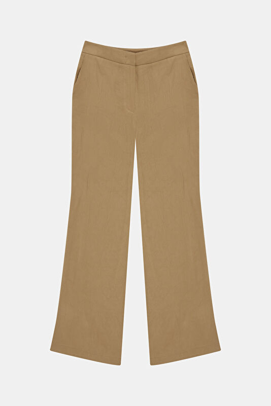 Açık Camel Flare Modal Kadın Pantolon 4