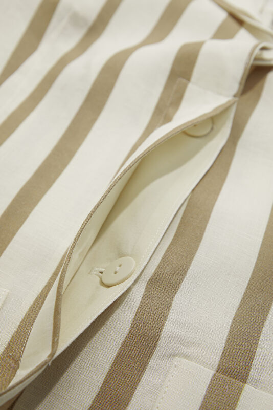 Beige Buttoned Linen Women's Jacket 4