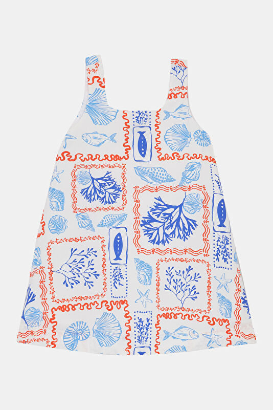 Multicolored Patterned Short Kids' Dress